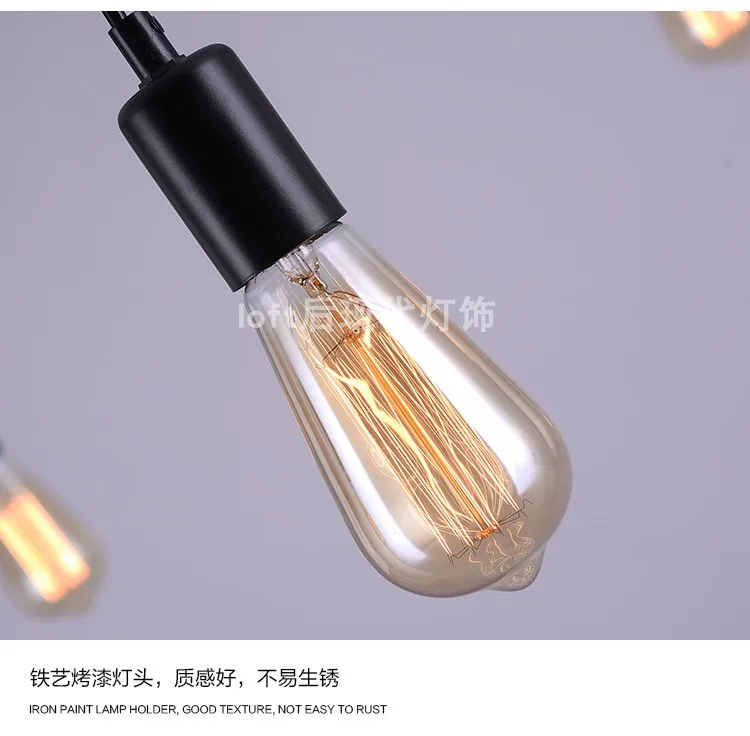 Черный Паук Люстра 1,2/1,5/2 м винтажный Лофт Декор Регулируемый E27 Edison лампочка светильник паук потолочный светильник ZDD0009