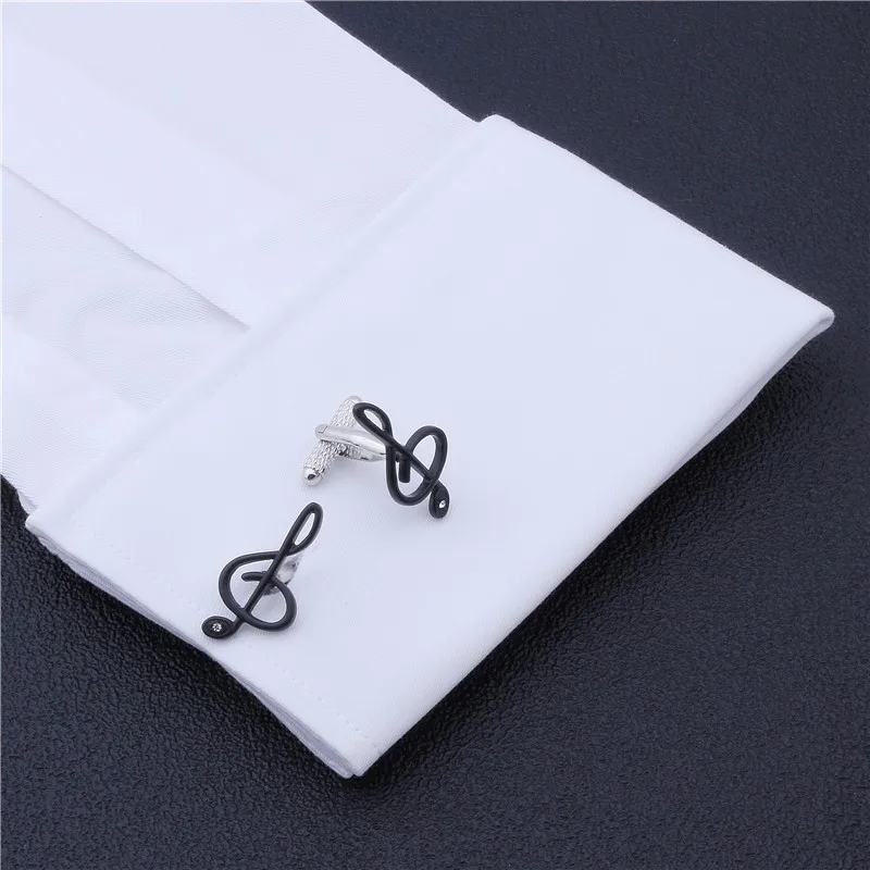 HAWSON запонки интересного стиля черная музыкальная нотка с прозрачными