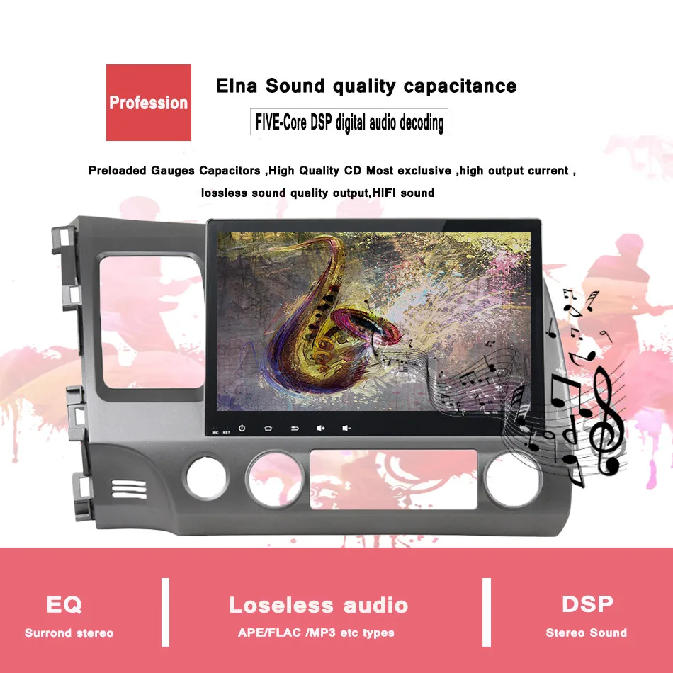 Для HONDA CIVIC 2006-2011 Android 9,0 автомобильный dvd-плеер 1024*600 4G ram 1080P 32GB rom wifi gps головное устройство стерео Aftermarket