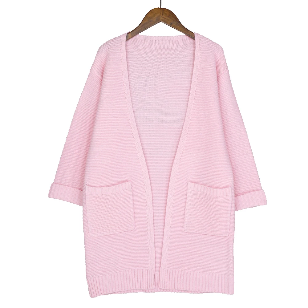 Ulzzang/Повседневный длинный вязаный кардиган для девочек Осенний корейский