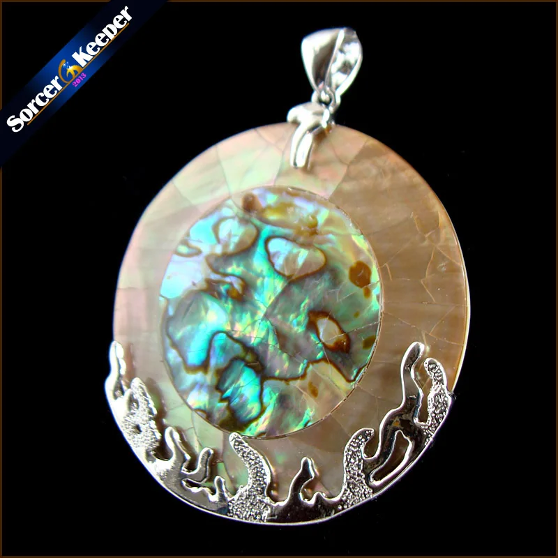 Волшебник натуральная морская круглая подвеска Новая Зеландия Paua Abalone бусины