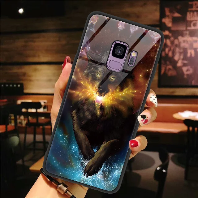 langhuo Закаленное Стекло мультяшный чехол для samsung Galaxy S9 S8 S10 плюс S10e Note 8 9 J4 J8 J7 чехол для Galaxy A6 плюс J8 чехол - Цвет: langhuo