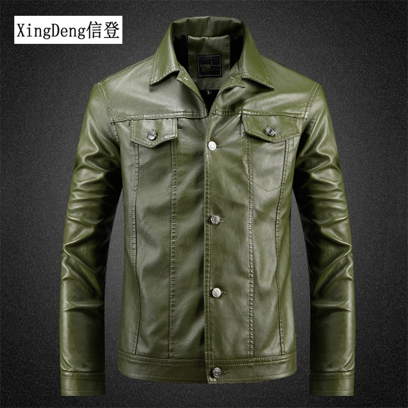 Кожаная куртка-бомбер XingDeng мужские однотонные повседневные Костюмы 80-х пальто