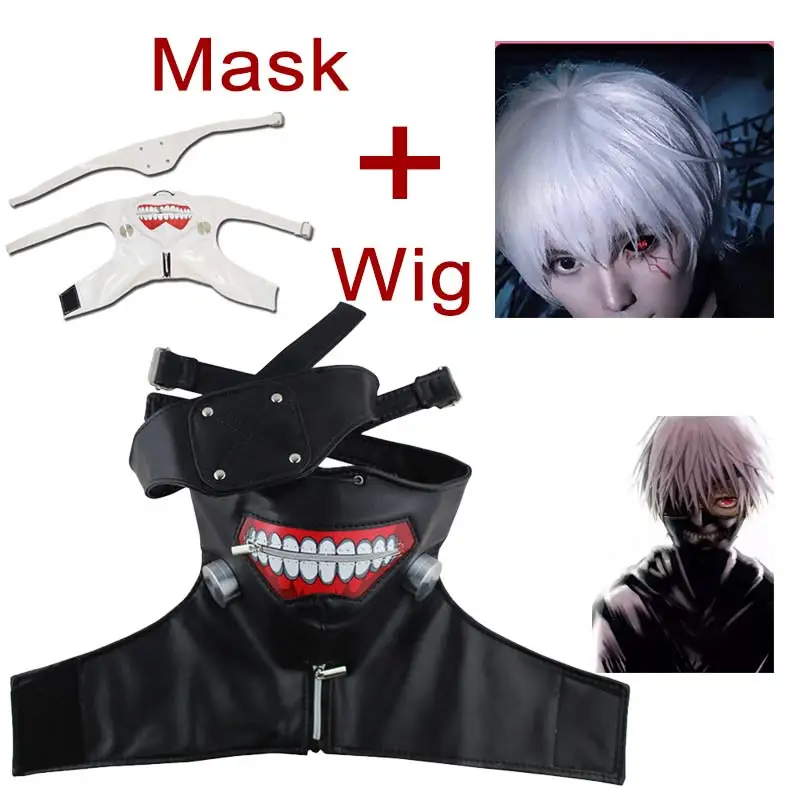 VEVEFHUANG Токийский Гуль Kaneki Ken маска Регулируемая Молния маски из искусственной кожи крутая маска Блиндер и парики аксессуары для Хэллоуина