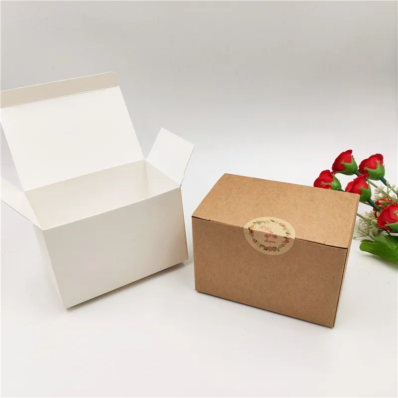 

20pcs Kraft White Cardboard Jewelry Packaging Paper Box 90x60x60mm Handmade Soap Gift Box Wedding Candy Favor Carton