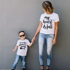 1 шт., футболка с надписью My Heart Is Full I Make Mama's Heart Full, футболки Mommy  Me, футболка с короткими рукавами для мамы и сына, одинаковые Семейные футболки