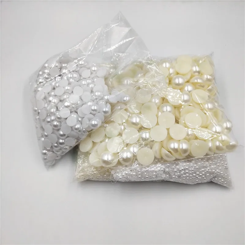 3 16mm half round acrylic white ivory imitation pearl flatback beads for jewelry making diy headwearnail art phone decorate free global shipping