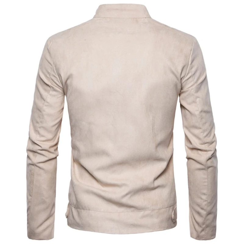 

New Spring Autumn Suede Jacket Men Stand Collar Solid Color Jacket Casual Zippers Male Outerwear High quality