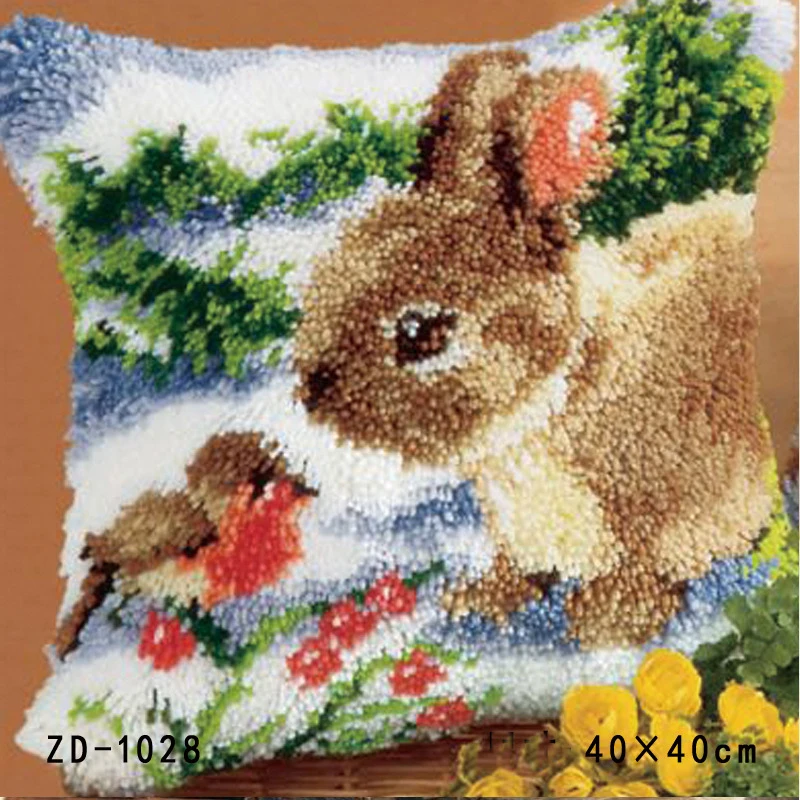 

Embroidery Pillowcase Latch Hook Rug Kits Canvas Decorative Knoopkussen Christmas Pillow DIY Animal Embroidery Cushion Kits