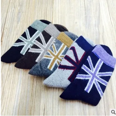 Fcare 10 PCS=5 pairs Men's diamond plaid striped men's socks rabbit wool winter | Мужская одежда
