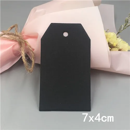 7x4cm Black 100 шт. крафт Бумага ручной работы одежды бирки, свадьба, стаканчики для вечеринки, подарков Упаковочная этикетка бирок для подарков, код Примечание ценники - Цвет: 7x4cm Black