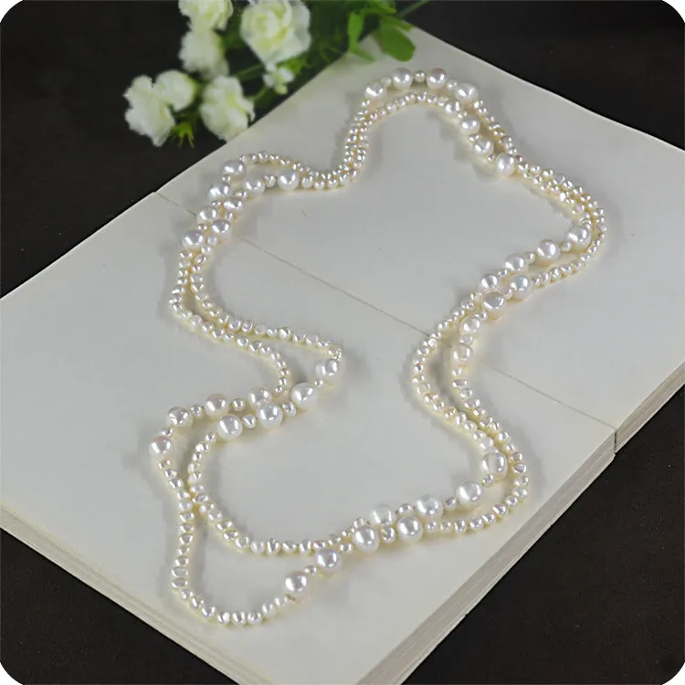 new 3 styleHot sell Natural white pink purple 3-4 mm 9-10 freshwater pearl sweater chain necklace 160 cm long fashion jewelry | Украшения и
