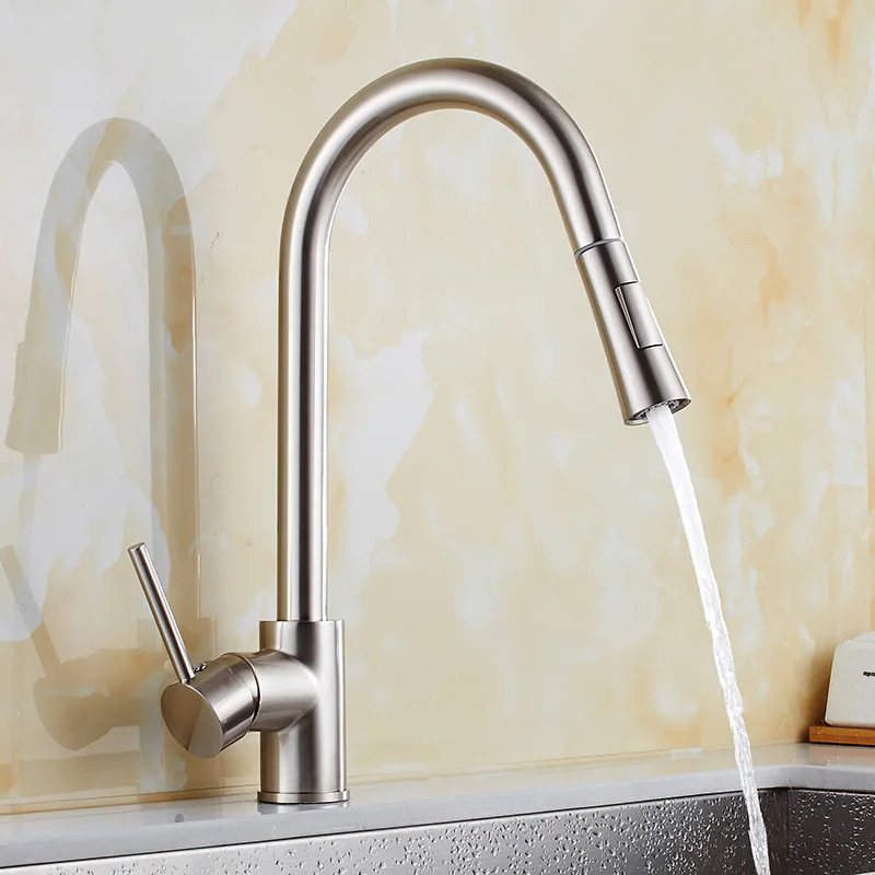 

Kitchen Faucet Chrome/Gold/Nickel Sink Faucet Single Handle Pull Out Kitchen Tap Single Hole Rotating Water Mixer Tap Mixer Tap