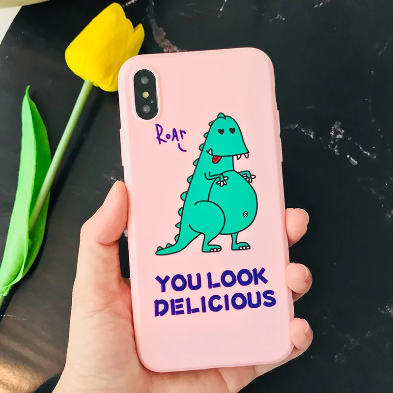GYKZ милые зеленые чехлы с динозаврами для iPhone XR XS MAX X 7 8 6 6s Plus животные розовые