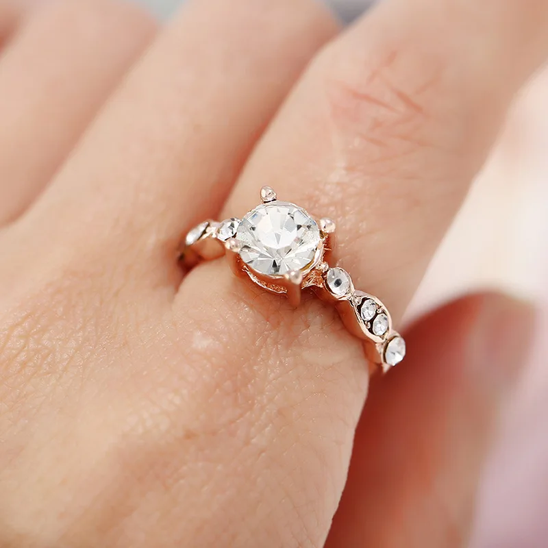 2018 Австрийские кристаллы кольцо из розового золота Цвет цветок bague Обручение anillos