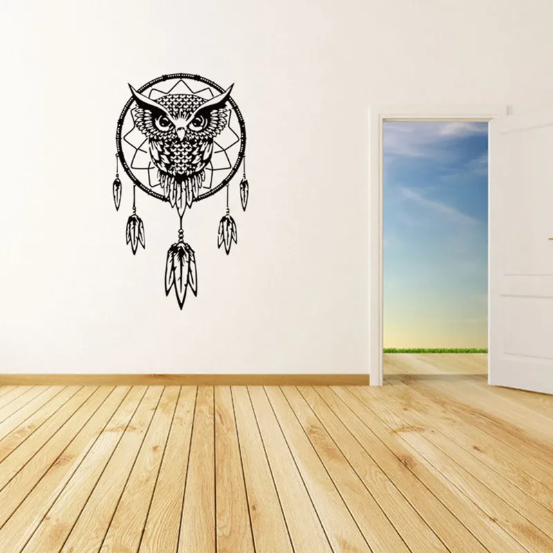 Книги по искусству Дизайн Индийский Ловца снов Decor стены DIY Стикеры Сова наклейки
