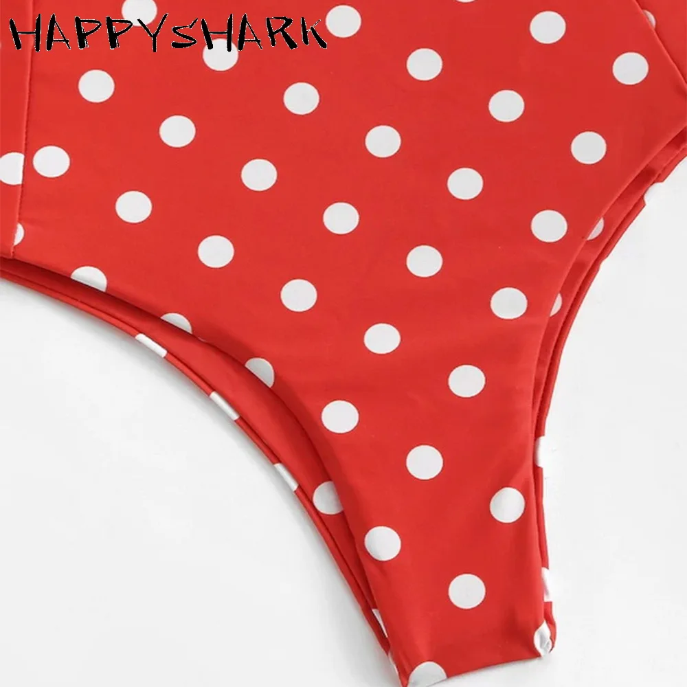 Женский купальник HAPPYSHARK бикини с высокой талией бандо в горошек 2 шт. | Женская