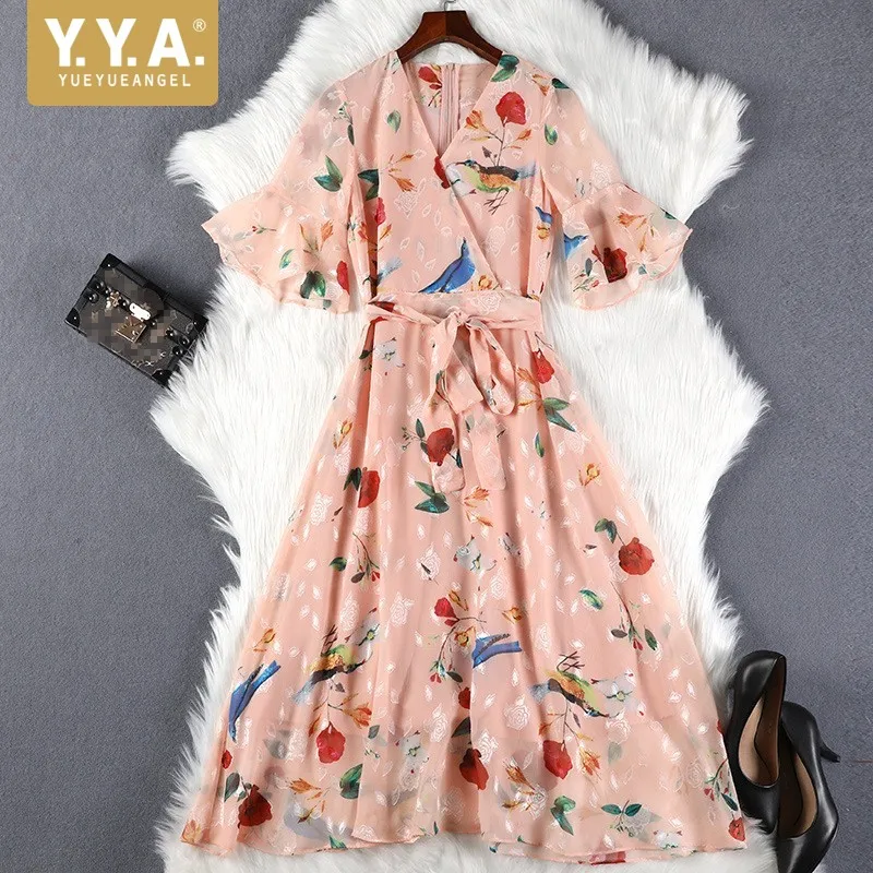 Женское длинное платье с цветочным принтом Boho плиссированное до середины икры