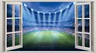 Бесплатная доставка, 3d-наклейка на стену с эффектом окна, фэнтези, футбол, стадион, Виниловая наклейка, настенная наклейка, домашний декор, подарок
