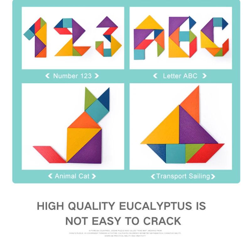 Деревянные Игрушки Tangram для детей дошкольного возраста, Развивающие головоломки, Обучающие Игрушки для раннего развития, детские игры