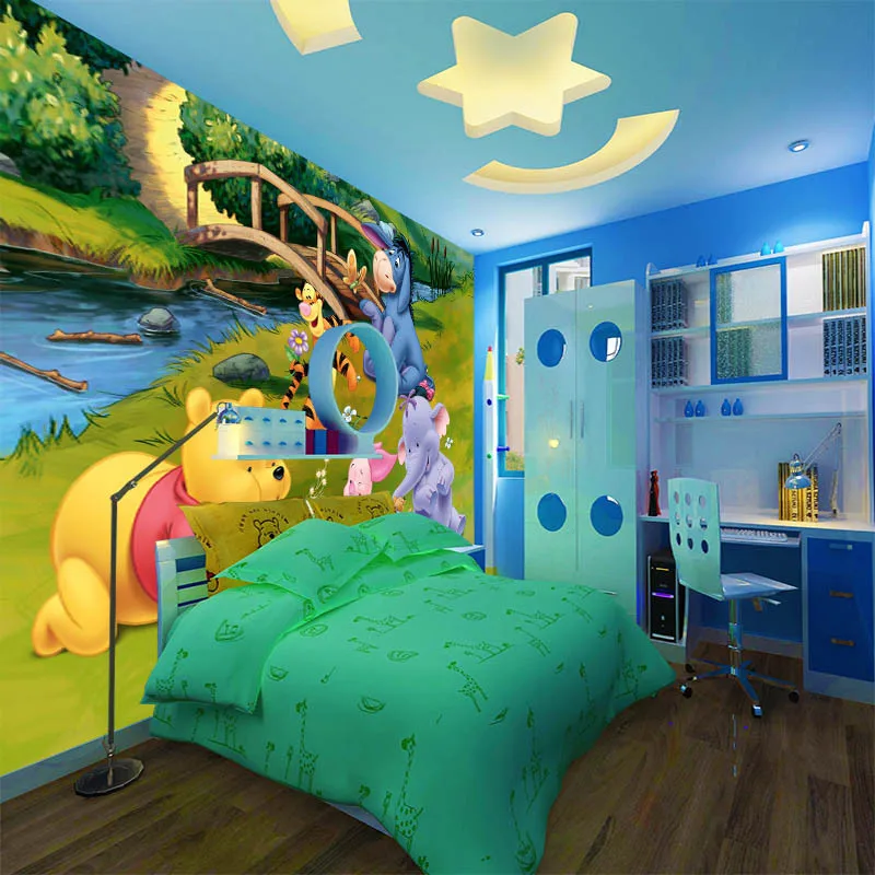 1.5m lovely cartoon animals large mural Winnie the pooh corner wall painting for children room kindergarten wall papers