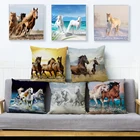 Украшения для животных для бега с принтом лошади, декоративная наволочка для подушки 45*45 см квадратный льняные Чехлы для подушек декоративные подушки чехол s домашний диван Подушка Чехол