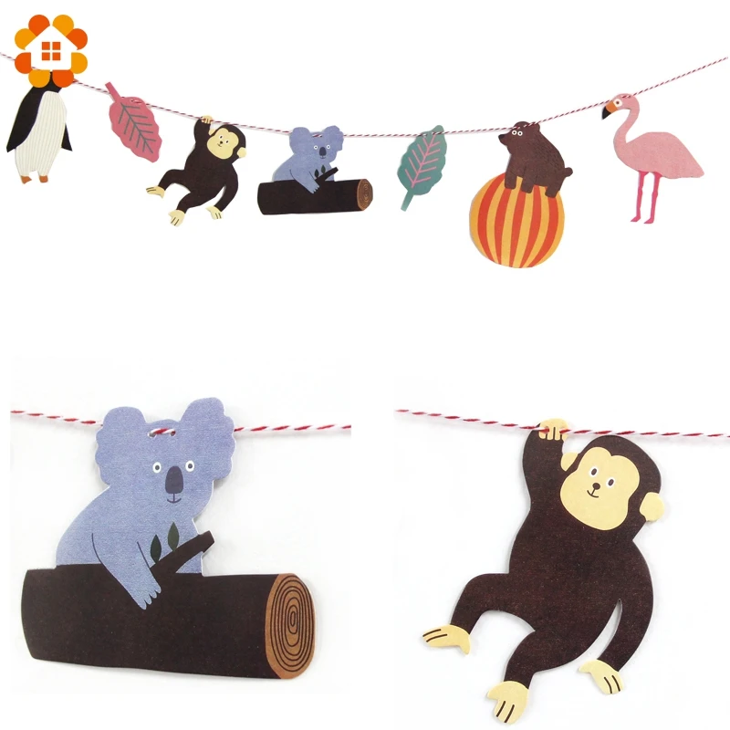 1 комплект (7 шт.) гирлянда с изображением флагманов бумажный флаг банер животных