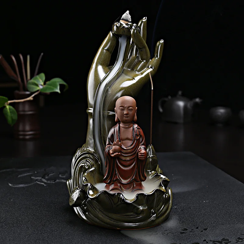 Новые благовония бергамот Backflow курильница с Буддой гуанинь Лотос горелка