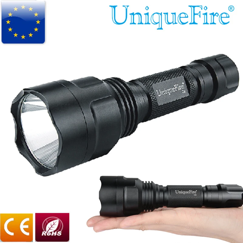 

New Flashlight UniqueFire UF-C8 XP-E 3-Mode LED Torch Brightness Waterproof For 1*18650 Rechargeable Battery To Camp