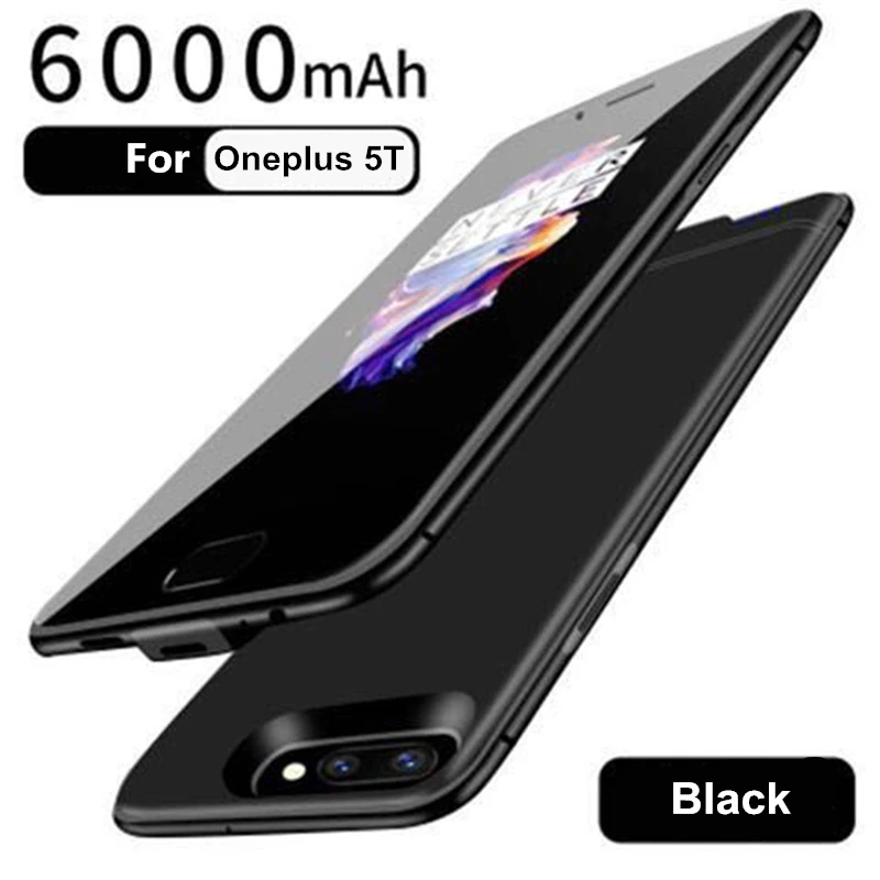 6000 мА/ч внешний аккумулятор, чехол для зарядного устройства для Oneplus 5 5 T, чехол для внешнего резервного аккумулятора, чехол для зарядки для One Plus 5 5T - Цвет: Black for Oneplus 5T