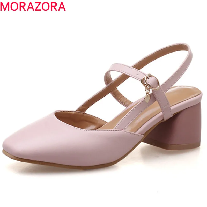 MORAZORA/2018 г. Лидер продаж женские босоножки однотонная женская обувь с квадратным