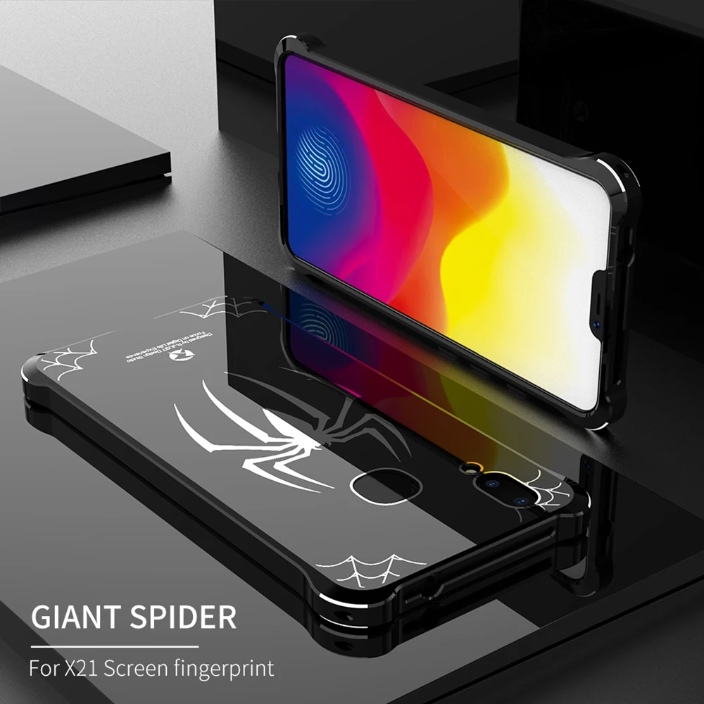 Vivo X21 случае экран отпечатков пальцев чехол Роскошный металлический алюминий