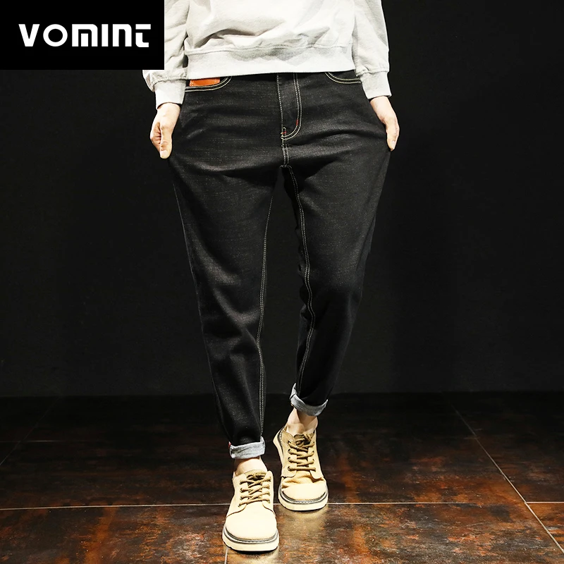 Vomint 2019 Новые мужские джинсы кожа шить карманы детали Стройный Halen штаны Wash Distressed