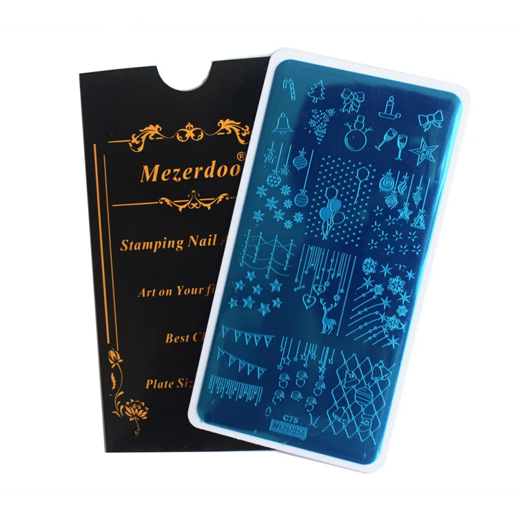 Пластины для штамповки ногтей для украшения ногтей год Рождество Праздничный воздушный шар лося снег трафарет дизайн ногтей маникюр шаблон C75