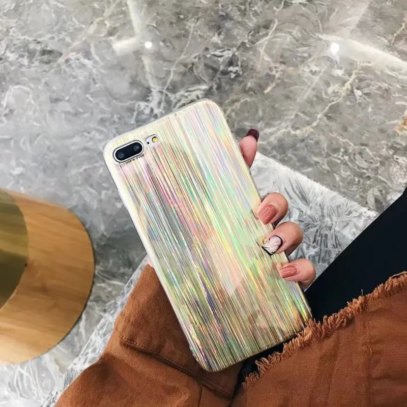 Enchicas блестящие переливающийся Голографический лазерный Чехол для IPhone X 6 S 7 8 плюс