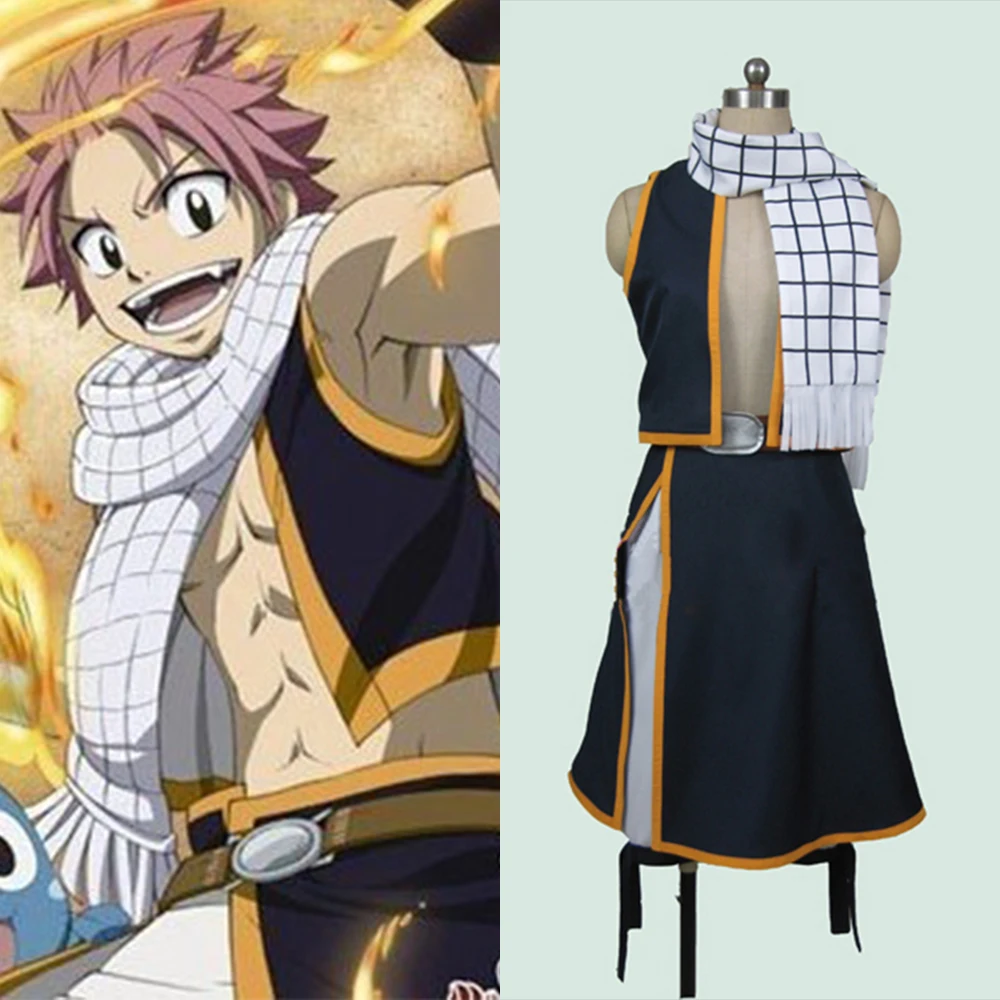 

Fairy Tail Cosplay Natsu Dragneel Costume Halloween Carnival Clothing Outfit For Adult Men Full Set