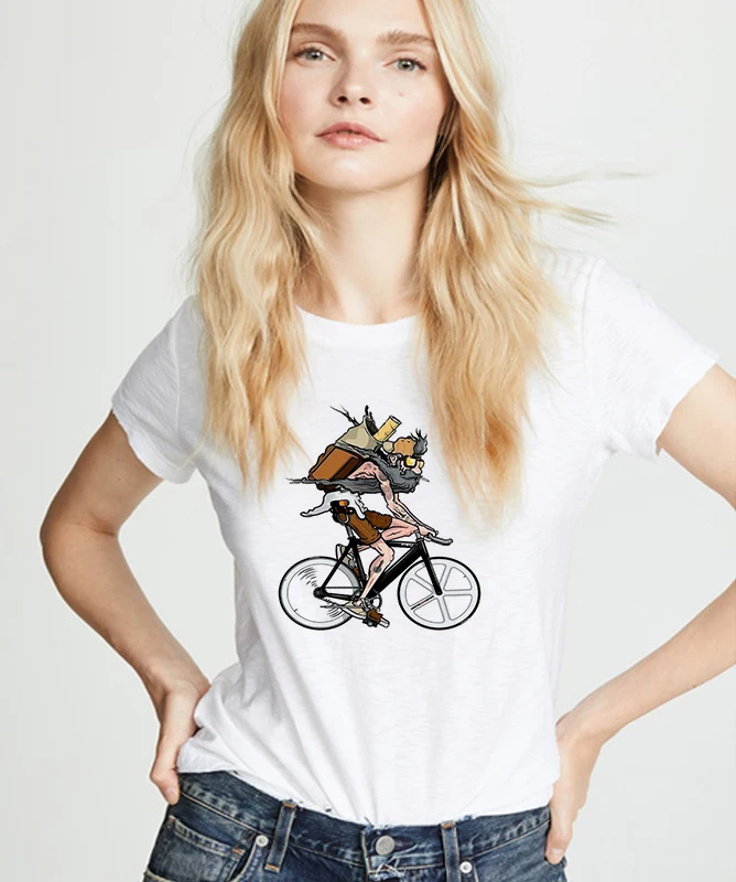 Женская футболка с коротким рукавом Good Bicycle повседневная хлопковая Футболка