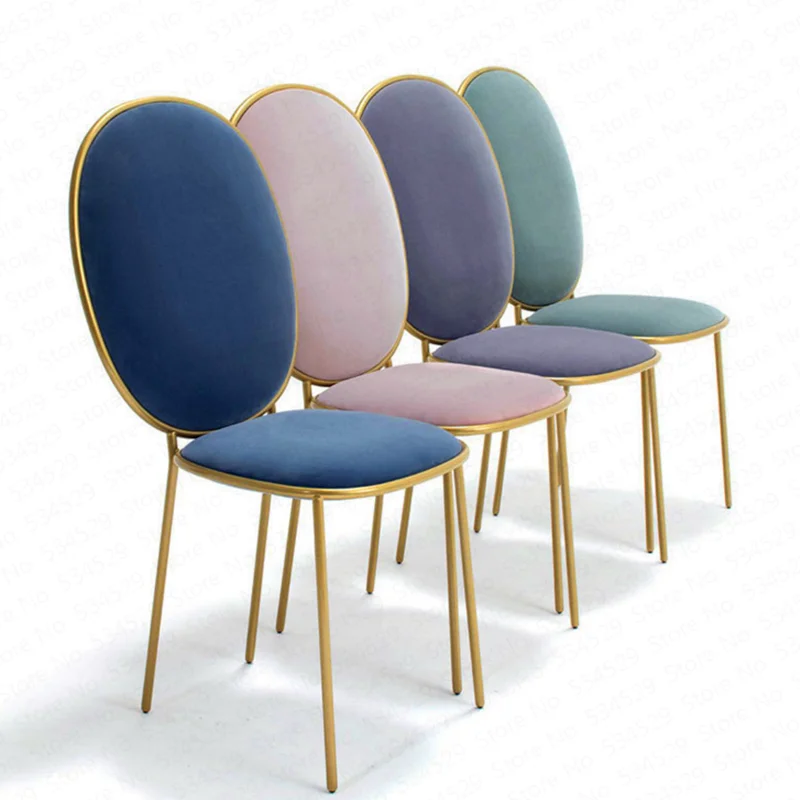 

1A1Iron Art Dining Chair, Girls Bedroom Golden Makeup Chair Household Lounge Chair Coffee Chair Nail Stool Bar Stool