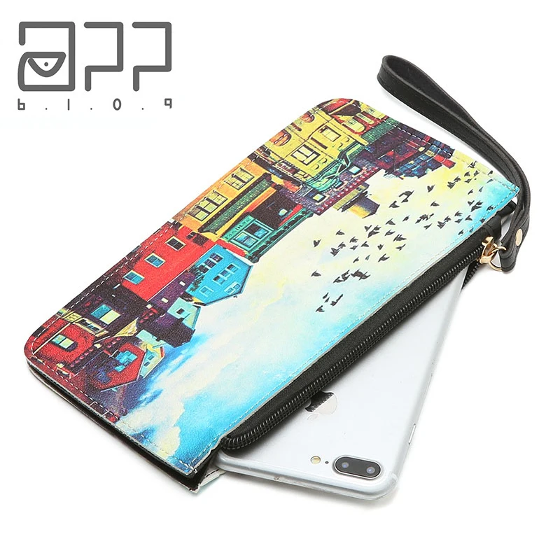 Женский Длинный кошелек APP BLOG на молнии с отделением для монет и карт маленькие