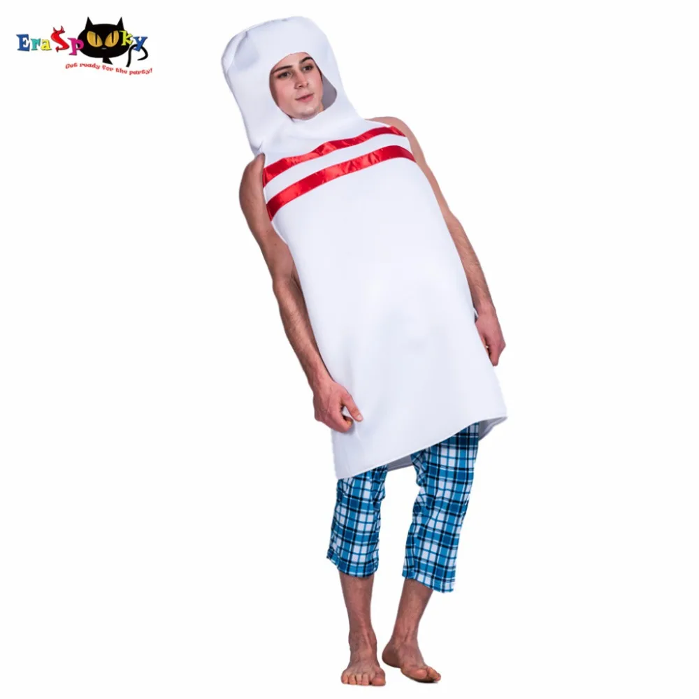 

Men Bowling Pin White Mascot Tunic Costume Adult Carnival Christmas Party Male Outfits Fancy Dress Clothing Halloween Costumes