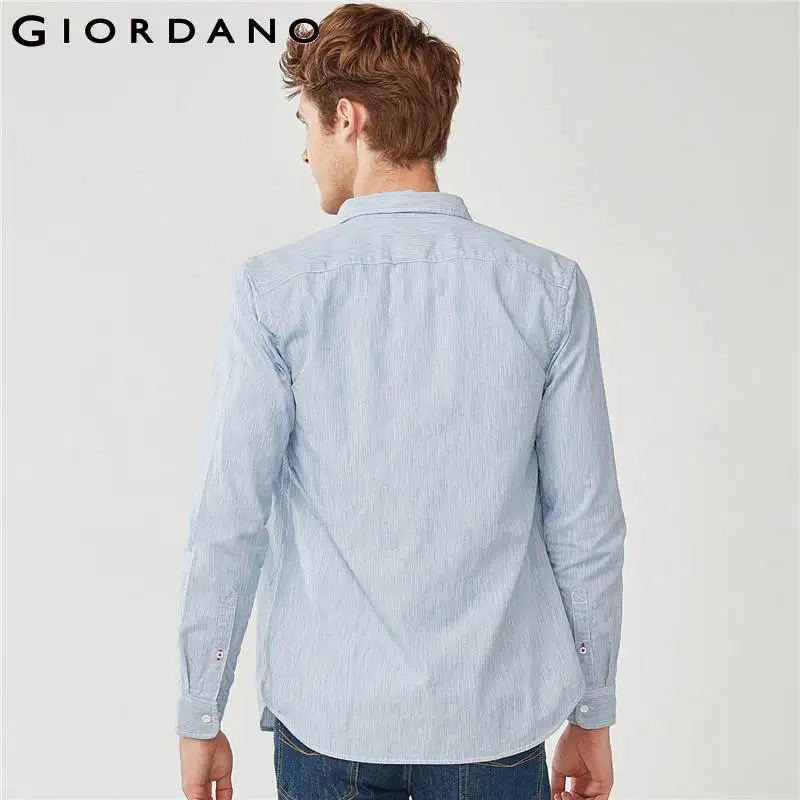 Giordano мужские рубашки с длинным рукавом однотонный хлопковый воротник хит продаж