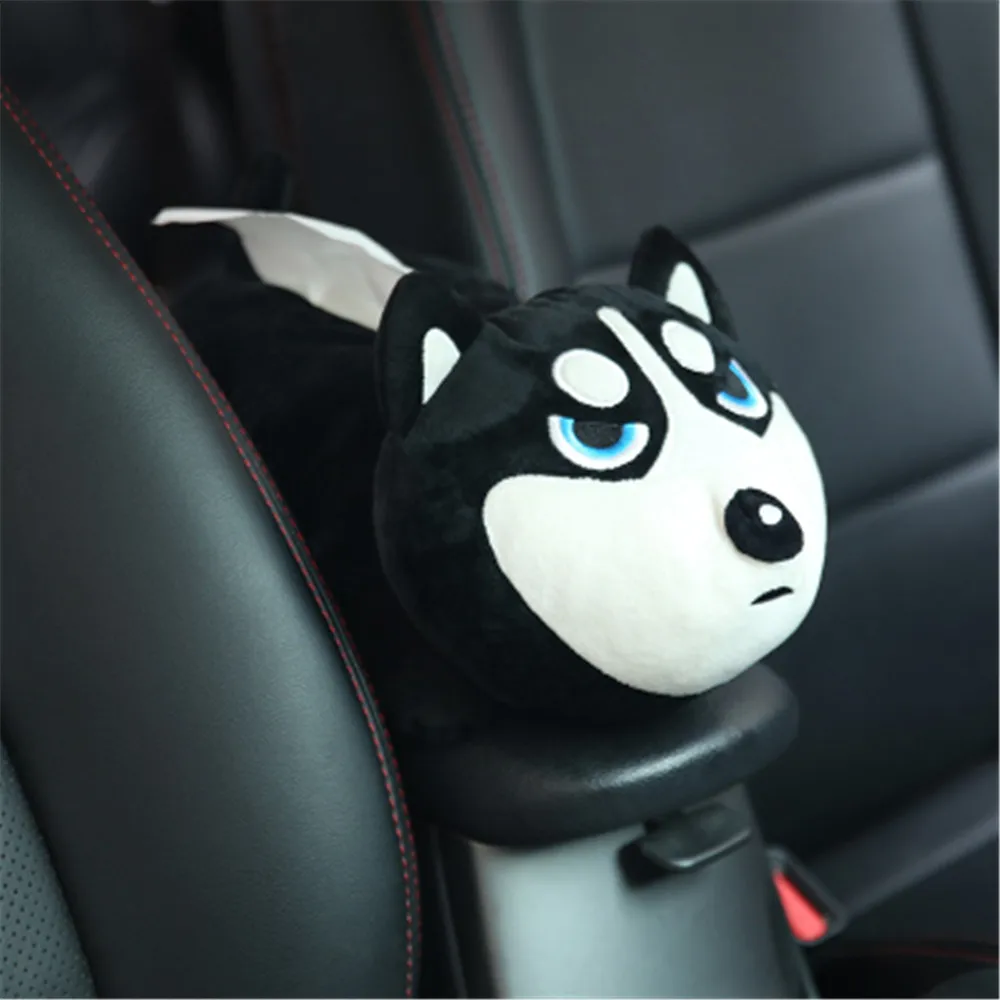 Husky Креативная Автомобильная тканевая коробка, чехол, милая Шиба ину, собака, плюшевая игрушка, подлокотник, коробка для салфеток, держатель для автомобильного сидения на спине, висячий диспенсер для салфеток - Цвет: Husky