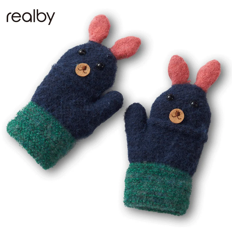 Варежки для детей с милым рисунком все перчатки пальцев сохраняющие тепло зимой