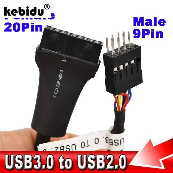 Kebidu 5 шт. материнская плата USB 3 0 20Pin мама к 2 9pin Мужской Корпус удлинитель Кабель