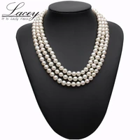 real pearl necklace silver jewelryfreshwater pearl three stand chocker necklace jewelry bridal necklace for women drop shipping