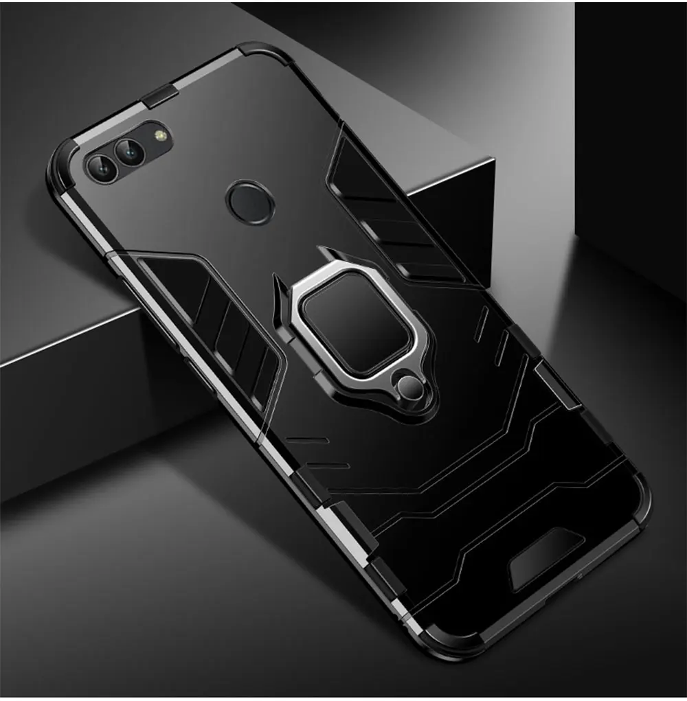Прочный чехол для huawei P Smart чехол с кольцом-держателем для пальца, военный чехол с полной защитой для P Samrt чехол для телефона