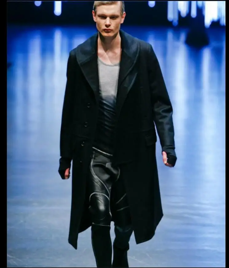 

S-5xl, новая осенне-зимняя Молодежная тонкая теплая ветровка, длинное шерстяное пальто с плотными коленями, мужская одежда большого размера