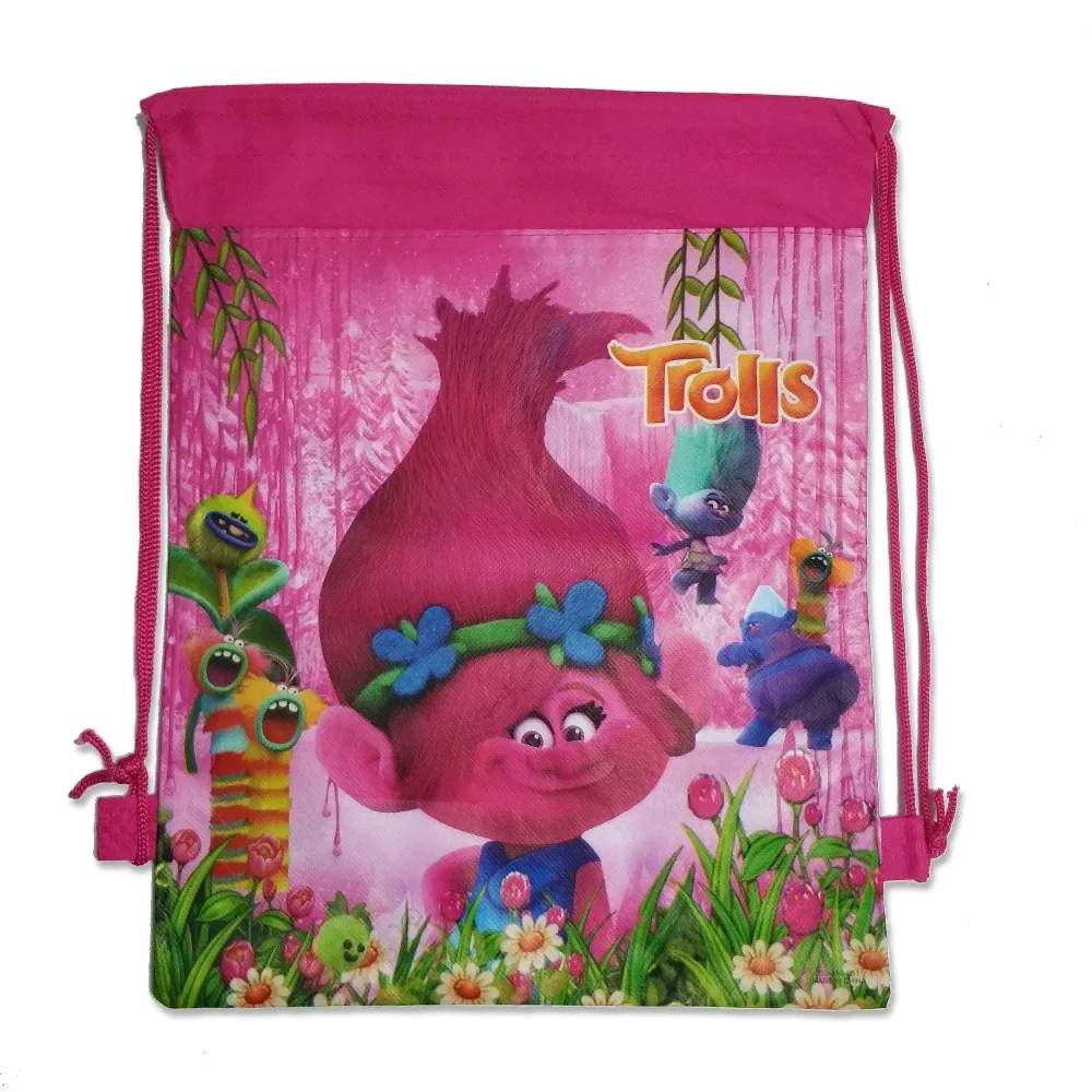 Gift bags Minnie Mickey Moana Trolls non-woven bag fabric backpack child travel school decoration mochila drawstring Cartoon | Дом и сад