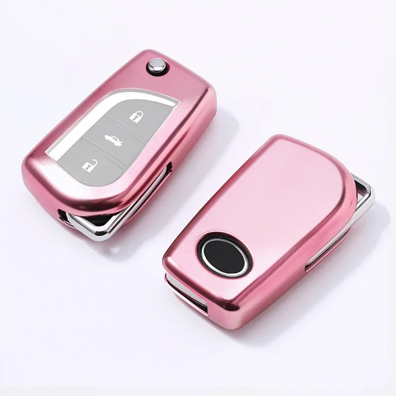 Soft TPU car key fob cover case shell set holder for Toyota Corolla Prado Fortuner RAV4 folding flip Remote Protect | Автомобили и