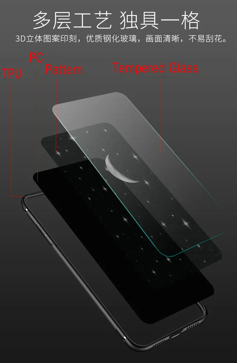 Luxury Tempered Glass Phone Case For Huawei Mate 10 (5.9inch) New Funny Cute Patterned Protective Back Cover Cases |